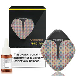 VOOPOO FINIC FISH FULL KIT - CROSS. The stylish FINIC FISH Refillable Pod Mod fits perfectly in the palm of your hand, and a rechargeable 350mAh battery will keep you vaping all day long. Each FINIC Fish Refillable Pod has a 1.7ml nic salt juice capac