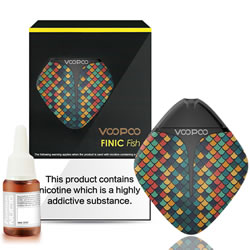 VOOPOO FINIC FISH FULL KIT - QUAMA. The stylish FINIC FISH Refillable Pod Mod fits perfectly in the palm of your hand, and a rechargeable 350mAh battery will keep you vaping all day long. Each FINIC Fish Refillable Pod has a 1.7ml nic salt juice capac