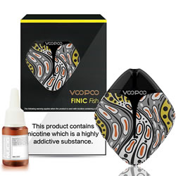 VOOPOO FINIC FISH FULL KIT - FOOTSTEPS. The stylish FINIC FISH Refillable Pod Mod fits perfectly in the palm of your hand, and a rechargeable 350mAh battery will keep you vaping all day long. Each FINIC Fish Refillable Pod has a 1.7ml nic salt juice capac